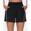 imageTHE GYM PEOPLE Womens High Waist Running Shorts with Pockets Loose Fit Lightweight Workout Yoga Athletic TracksBlack