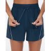 imageTHE GYM PEOPLE Womens High Waist Running Shorts with Pockets Loose Fit Lightweight Workout Yoga Athletic TracksBlue