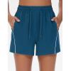 imageTHE GYM PEOPLE Womens High Waist Running Shorts with Pockets Loose Fit Lightweight Workout Yoga Athletic TracksDark Blue Green
