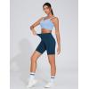 imageTHE GYM PEOPLE Womens High Waist Workout Shorts Stretchy Tummy Control Yoga Biker Running Shorts with PocketsDark Blue Green