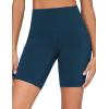 imageTHE GYM PEOPLE Womens High Waist Workout Shorts Stretchy Tummy Control Yoga Biker Running Shorts with PocketsDark Blue Green
