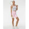 imageTHE GYM PEOPLE Womens High Waist Workout Shorts Stretchy Tummy Control Yoga Biker Running Shorts with PocketsLight Pink