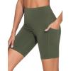 imageTHE GYM PEOPLE Womens High Waist Workout Shorts Stretchy Tummy Control Yoga Biker Running Shorts with PocketsOlive Green