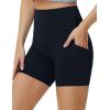 imageTHE GYM PEOPLE Womens High Waist Yoga Shorts 5quot Stretchy Tummy Control Biker Workout Running Short with Side PocketsBlack