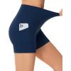 imageTHE GYM PEOPLE Womens High Waist Yoga Shorts 5quot Stretchy Tummy Control Biker Workout Running Short with Side PocketsBlue