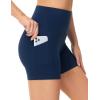 imageTHE GYM PEOPLE Womens High Waist Yoga Shorts 5quot Stretchy Tummy Control Biker Workout Running Short with Side PocketsBlue
