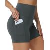 imageTHE GYM PEOPLE Womens High Waist Yoga Shorts 5quot Stretchy Tummy Control Biker Workout Running Short with Side PocketsDark Grey