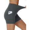 imageTHE GYM PEOPLE Womens High Waist Yoga Shorts 5quot Stretchy Tummy Control Biker Workout Running Short with Side PocketsDark Grey