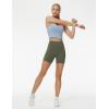 imageTHE GYM PEOPLE Womens High Waist Yoga Shorts 5quot Stretchy Tummy Control Biker Workout Running Short with Side PocketsOlive Green