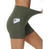 imageTHE GYM PEOPLE Womens High Waist Yoga Shorts 5quot Stretchy Tummy Control Biker Workout Running Short with Side PocketsOlive Green