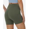 imageTHE GYM PEOPLE Womens High Waist Yoga Shorts 5quot Stretchy Tummy Control Biker Workout Running Short with Side PocketsOlive Green