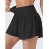 imageTHE GYM PEOPLE Womens High Waisted Flowy Running Shorts 2 in 1 Athletic Workout Skirt ShortsBlack
