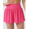 imageTHE GYM PEOPLE Womens High Waisted Flowy Running Shorts 2 in 1 Athletic Workout Skirt ShortsBright Pink