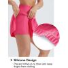 imageTHE GYM PEOPLE Womens High Waisted Flowy Running Shorts 2 in 1 Athletic Workout Skirt ShortsBright Pink
