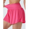 imageTHE GYM PEOPLE Womens High Waisted Flowy Running Shorts 2 in 1 Athletic Workout Skirt ShortsBright Pink