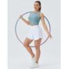 imageTHE GYM PEOPLE Womens High Waisted Flowy Running Shorts 2 in 1 Athletic Workout Skirt ShortsWhite