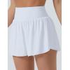 imageTHE GYM PEOPLE Womens High Waisted Flowy Running Shorts 2 in 1 Athletic Workout Skirt ShortsWhite