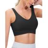 imageTHE GYM PEOPLE Womens Padded Sports Bra VNeck Wireless Stretchy Workout Crop Tops with Cross Hem Soft Yoga BrasBlack