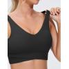 imageTHE GYM PEOPLE Womens Padded Sports Bra VNeck Wireless Stretchy Workout Crop Tops with Cross Hem Soft Yoga BrasBlack