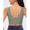 imageTHE GYM PEOPLE Womens Padded Sports Bra VNeck Wireless Stretchy Workout Crop Tops with Cross Hem Soft Yoga BrasGrey Green Heather