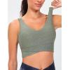 imageTHE GYM PEOPLE Womens Padded Sports Bra VNeck Wireless Stretchy Workout Crop Tops with Cross Hem Soft Yoga BrasGrey Green Heather