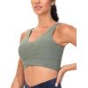 imageTHE GYM PEOPLE Womens Padded Sports Bra VNeck Wireless Stretchy Workout Crop Tops with Cross Hem Soft Yoga BrasGrey Green Heather