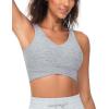 imageTHE GYM PEOPLE Womens Padded Sports Bra VNeck Wireless Stretchy Workout Crop Tops with Cross Hem Soft Yoga BrasLight Grey Heather