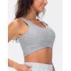 imageTHE GYM PEOPLE Womens Padded Sports Bra VNeck Wireless Stretchy Workout Crop Tops with Cross Hem Soft Yoga BrasLight Grey Heather