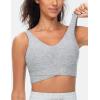 imageTHE GYM PEOPLE Womens Padded Sports Bra VNeck Wireless Stretchy Workout Crop Tops with Cross Hem Soft Yoga BrasLight Grey Heather