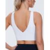 imageTHE GYM PEOPLE Womens Padded Sports Bra VNeck Wireless Stretchy Workout Crop Tops with Cross Hem Soft Yoga BrasWhite