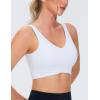 imageTHE GYM PEOPLE Womens Padded Sports Bra VNeck Wireless Stretchy Workout Crop Tops with Cross Hem Soft Yoga BrasWhite