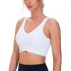 imageTHE GYM PEOPLE Womens Padded Sports Bra VNeck Wireless Stretchy Workout Crop Tops with Cross Hem Soft Yoga BrasWhite