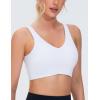 imageTHE GYM PEOPLE Womens Padded Sports Bra VNeck Wireless Stretchy Workout Crop Tops with Cross Hem Soft Yoga BrasWhite