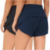imageTHE GYM PEOPLE 2 Pack Womens High Waisted Running Shorts with Zipper Pockets Liner Quick Dry Athletic Workout ShortsBlackBlue