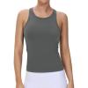 imageTHE GYM PEOPLE Racerback Workout Tank Tops for Women Slim Fit Sleeveless Basic Athletic Running Yoga ShirtsDark Grey