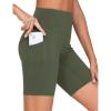 imageTHE GYM PEOPLE Womens High Waist Workout Shorts Stretchy Tummy Control Yoga Biker Running Shorts with PocketsOlive Green