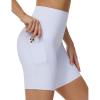imageTHE GYM PEOPLE Womens High Waist Workout Shorts Stretchy Tummy Control Yoga Biker Running Shorts with PocketsWhite