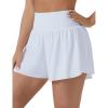 imageTHE GYM PEOPLE Womens High Waisted Flowy Running Shorts 2 in 1 Athletic Workout Skirt ShortsWhite