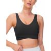imageTHE GYM PEOPLE Womens Padded Sports Bra VNeck Wireless Stretchy Workout Crop Tops with Cross Hem Soft Yoga BrasBlack