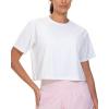 imageTHE GYM PEOPLE Workout Crop Tops for Women Short Sleeve Shirts Loose Fit Yoga Athletic Basic Cropped TShirtsWhite