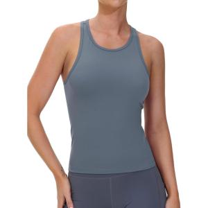 imageTHE GYM PEOPLE Racerback Workout Tank Tops for Women Slim Fit Sleeveless Basic Athletic Running Yoga ShirtsGreen Blue