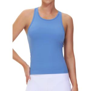 imageTHE GYM PEOPLE Racerback Workout Tank Tops for Women Slim Fit Sleeveless Basic Athletic Running Yoga ShirtsSea Blue