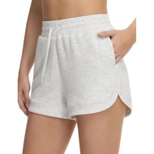 imageTHE GYM PEOPLE Womens Drawstring Sweat Shorts Soft Comfy Dolphin Workout Running Lounge Shorts with PocketsHeather White