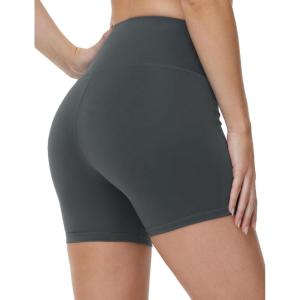 imageTHE GYM PEOPLE Womens High Waist Yoga Workout Shorts Tummy Control Fitness Athletic Running Compression ShortsDark Grey