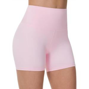 imageTHE GYM PEOPLE Womens High Waist Yoga Workout Shorts Tummy Control Fitness Athletic Running Compression ShortsLight Pink