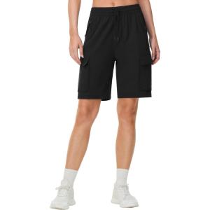 imageTHE GYM PEOPLE Womens Lightweight Quick Dry Golf Hiking Cargo Shorts with Zipper PocketsBlack