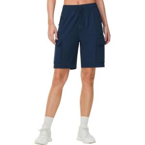 imageTHE GYM PEOPLE Womens Lightweight Quick Dry Golf Hiking Cargo Shorts with Zipper PocketsBlue
