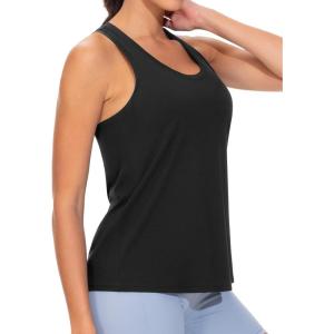 imageTHE GYM PEOPLE Womens Racerback Workout Tanks Tops Sleeveless Running Athletic Yoga ShirtsBlack