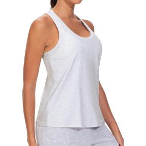 imageTHE GYM PEOPLE Womens Racerback Workout Tanks Tops Sleeveless Running Athletic Yoga ShirtsHeather White