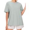 imageTHE GYM PEOPLE 2 Pack Womens Oversized T Shirts Casual Loose Fit Short Sleeve Tops Summer Crewneck Basic TeesBlackGrey